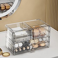 Zhiai Stackable Storage Drawers Acrylic Bathroom Counter Organizer Clear Makeup Organizers For Vanity Kitchen Cabinets Bathro