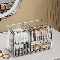 Zhiai Stackable Storage Drawers Acrylic Bathroom Counter Organizer Clear Makeup Organizers For Vanity Kitchen Cabinets Bathro