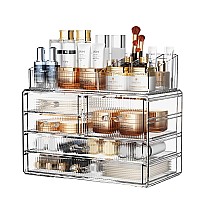 Zhiai Stackable Storage Drawers Acrylic Bathroom Counter Organizer Clear Makeup Organizers For Vanity Kitchen Cabinets Bathro