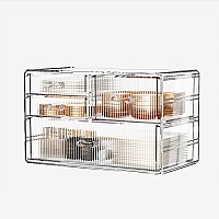 Zhiai Stackable Storage Drawers Acrylic Bathroom Counter Organizer Clear Makeup Organizers For Vanity Kitchen Cabinets Bathro