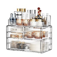 Zhiai Stackable Storage Drawers Acrylic Bathroom Counter Organizer Clear Makeup Organizers For Vanity Kitchen Cabinets Bathro