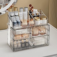 Zhiai Stackable Storage Drawers Acrylic Bathroom Counter Organizer Clear Makeup Organizers For Vanity Kitchen Cabinets Bathro