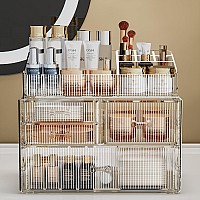 Zhiai Stackable Storage Drawers Acrylic Bathroom Counter Organizer Clear Makeup Organizers For Vanity Kitchen Cabinets Bathro