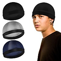 Sibba 3 Pieces Unisex Satin Silky Wave Caps 360 540 720 Wave Elastic Band Silky Durag Headwear Stockings Wig Beanie Cap Soft Bre