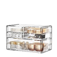 Zhiai Stackable Storage Drawers Acrylic Bathroom Counter Organizer Clear Makeup Organizers For Vanity Kitchen Cabinets Bathro