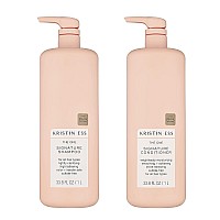 Kristin Ess Hydrating Signature Sulfate Free Salon Shampoo + Conditioner Set for Moisture, Softness + Shine - Avocado + Castor Oil - Anti Frizz,Clarifying,Vegan - For Color Treated Hair - 33.8 fl oz