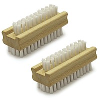 Konex Nonslip Wooden Twosided Hand And Nail Brush Stiff Bristle Fingernail Brushes For Cleaning Under Nails Heavy Duty Fin