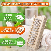 Konex Nonslip Wooden Twosided Hand And Nail Brush Stiff Bristle Fingernail Brushes For Cleaning Under Nails Heavy Duty Fin