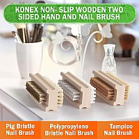 Konex Nonslip Wooden Twosided Hand And Nail Brush Stiff Bristle Fingernail Brushes For Cleaning Under Nails Heavy Duty Fin