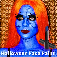 Meicoly Blue Eye Black Stickroyal Blue Eyeblack Face Body Paint Eye Paintprofessional Halloween Blue Matte Lipstick Sfx Makeup