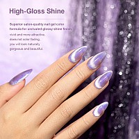 Rarjsm Cat Eye Gel Nail Polish Aurora Violet Purple Velvet Silver Glitter Universal Galaxy Shimmer Ice Gel Polish With Magnet St