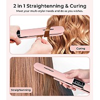 Pritech Flat Iron Hair Straightener Titanium Flat Iron With Adjustable Temp290F450F 1 Inch Plate For All Hairstyles Antisc