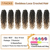 Goddess Locs Crochet Hair 14 Inch 7 Packs Faux Locs Crochet Hair Soft Crochet Locs Boho Locs Crochet Hair Synthetic Hippie Locs