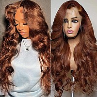 30 Inch Body Wave Lace Front Wigs Human Hair 13X4 Transparent Lace Frontal Chocolate Human Hair Wig Pre Plucked With Baby Hair 1