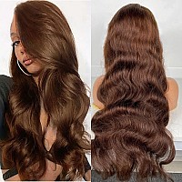 30 Inch Body Wave Lace Front Wigs Human Hair 13X4 Transparent Lace Frontal Chocolate Human Hair Wig Pre Plucked With Baby Hair 1