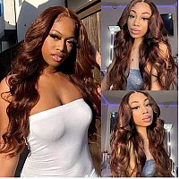 30 Inch Body Wave Lace Front Wigs Human Hair 13X4 Transparent Lace Frontal Chocolate Human Hair Wig Pre Plucked With Baby Hair 1