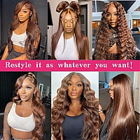 30 Inch Body Wave Lace Front Wigs Human Hair 13X4 Transparent Lace Frontal Chocolate Human Hair Wig Pre Plucked With Baby Hair 1