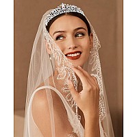 Cocide White Tiaras And Crowns For Women Crystal Princess Tiara Rhinestone Queen Crown With Combs Bride Bridal Wedding Prom Hall