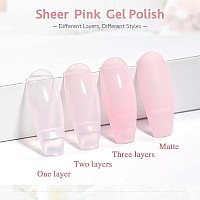 Shoyum Sheer Light Pink Gel Nail Polish 15Ml Jelly Milky Nude Peach Translucent Color Uv Light Cure Gel Polish For Nail Art Diy