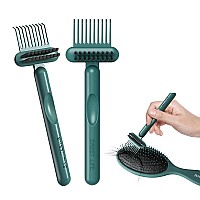 Rhos 2In1 Hair Brush Cleaner And Comb Remover Rake Removes Hair Dust For Home And Salon Use 2 Pack Green