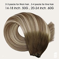 Full Shine 18 Inch Invisible Weft Hair Extensions Human Hair For Women Hand Tied Sew In Weft Hair Extensions 50G Blonde Sew In H