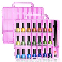 Subay 2 Pcs Portable Nail Polish Organizer Clear Double Side Nail Polish Holdergel Nail Storage For 48 Bottles With 6 Adjustab