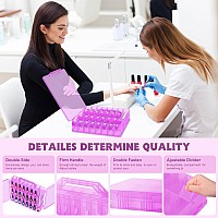 Subay 2 Pcs Portable Nail Polish Organizer Clear Double Side Nail Polish Holdergel Nail Storage For 48 Bottles With 6 Adjustab