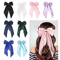 Furling Pompoms Hair Bows For Womenlarge Satin Silky Hair Bow Clips Ribbon Long Tail French Barrette Hair Clamps Girls Hair Acc