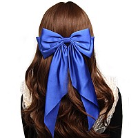 Furling Pompoms Hair Bows For Womenlarge Satin Silky Hair Bow Clips Ribbon Long Tail French Barrette Hair Clamps Girls Hair Acc