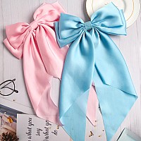 Furling Pompoms Hair Bows For Womenlarge Satin Silky Hair Bow Clips Ribbon Long Tail French Barrette Hair Clamps Girls Hair Acc