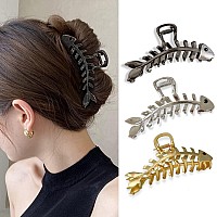 Elegant Metal Hair Clips For Women Fish Bone Shape French Barrettes For Thick Hair Wedding And Styling Accessories Gold Sil