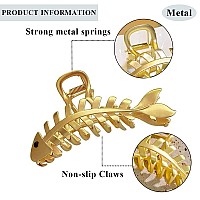 Elegant Metal Hair Clips For Women Fish Bone Shape French Barrettes For Thick Hair Wedding And Styling Accessories Gold Sil