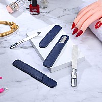 3 Pieces Stainless Steel Nail Files With Leather Case Double Sided Metal Nail Files With Antislip Handle Metal Nail File Buff