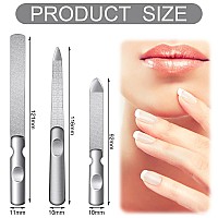 3 Pieces Stainless Steel Nail Files With Leather Case Double Sided Metal Nail Files With Antislip Handle Metal Nail File Buff