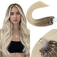 Sunny Hair Micro Bead Hair Extensions Real Human Hair Ombre Blonde Micro Hair Extensions Human Hair Platinum Blonde Balayage Coo