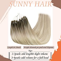 Sunny Hair Micro Bead Hair Extensions Real Human Hair Ombre Blonde Micro Hair Extensions Human Hair Platinum Blonde Balayage Coo