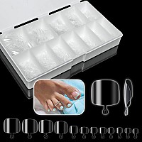 600Pcs Soft Gel Toe Nail Tips For Soak Off Gel Extension Systems Short Preshaped Full Cover False Toenails Gel Tips Clear Pres