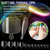 600Pcs Soft Gel Toe Nail Tips For Soak Off Gel Extension Systems Short Preshaped Full Cover False Toenails Gel Tips Clear Pres