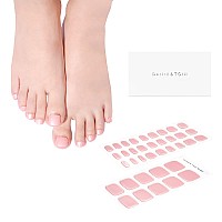 Danni Toni Semi Cured Gel Toenail Strips Pink Diamond Blush Mirror Gel Toenail Stickers Toenail Polish Strips 37 Stickers