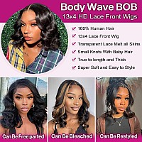 Huiwanyan Body Wave Lace Front Wigs Human Hair Pre Plucked 13X4 Hd Lace Front Wigs Human Hair Bob Wig Human Hair Glueless Wig 18