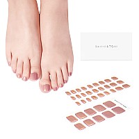 Danni Toni Semi Cured Gel Toenail Strips Rose Gold Glow Mirror Gel Toenail Stickers Toenail Polish Strips 37 Stickers