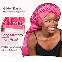 Yanibest 2Pcs Silk Bonnet For Sleeping Braid Bonnet For Long Hair With Tie Band Bonnet For Braids For Black Women Curly Hair Loc