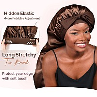 Yanibest 2Pcs Silk Bonnet For Sleeping Braid Bonnet For Long Hair With Tie Band Bonnet For Braids For Black Women Curly Hair Loc