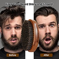 Sosoon Beard Brush For Men 100 Pure Boar Bristle Beard Brush Beard Grooming Set Including Beard Comb 2 Pcs Mustache Scissors