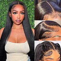 Soyhey Straight Lace Front Wigs Human Hair 13X4 Hd Transparent Lace Front Wigs Human Hair Pre Plucked With Baby Hair 180 Densit