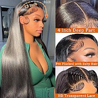 Soyhey Straight Lace Front Wigs Human Hair 13X4 Hd Transparent Lace Front Wigs Human Hair Pre Plucked With Baby Hair 180 Densit