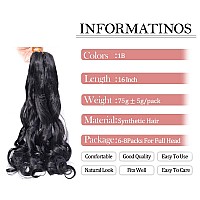 French Curly Braiding Hair 16 Inch Loose Wavy 8 Pack Bouncy Braiding Hair Extensions 1B Black 75Gpack French Curls Synthetic Ha