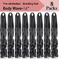 French Curly Braiding Hair 16 Inch Loose Wavy 8 Pack Bouncy Braiding Hair Extensions 1B Black 75Gpack French Curls Synthetic Ha