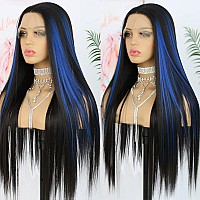 Andria Lace Front Wigs Straight Hair Glueless Lace Wigs Synthetic Long Silk Straight Natural Wig Heat Resistant Fiber Black And