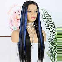 Andria Lace Front Wigs Straight Hair Glueless Lace Wigs Synthetic Long Silk Straight Natural Wig Heat Resistant Fiber Black And